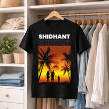 Personalized Sunset Family Silhouette Black T-Shirt