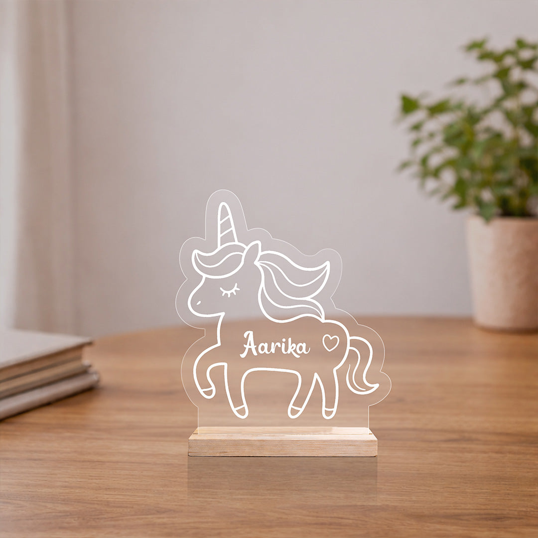 Personalized Unicorn Acrylic Name Stand 7x8 Inch – Custom Kids Name Display Gift | Love Craft Gifts™