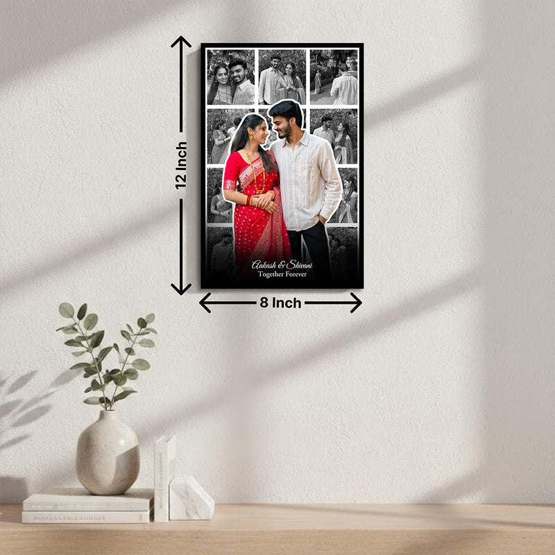 Personalized Couple Photo Collage Wall Frame (8x12 Inch) Custom Multi Photo Frame with Name & Message Gift for Couples | Love Craft Gifts