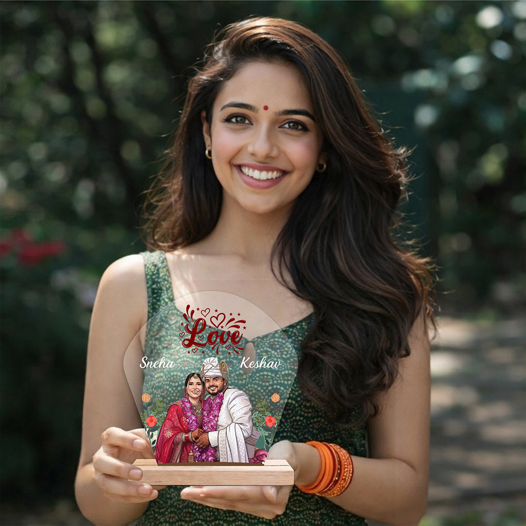 Wedding Special Personalized Acrylic LED Couple Frame (6x8 Inch) – Custom Photo Romantic Night Lamp | Love Craft Gifts