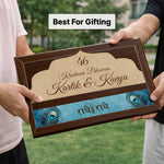 Personalized Radha Krishna Wooden Name Plate (9 x 6 Inch) | Love Craft Gifts