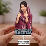Personalized Birthday Cartoon Wooden Table Stand – Custom Photo Cutout Gift for Her (5x8 Inch) | Love Craft Gifts™