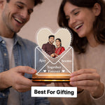 Personalized LED Acrylic Heart Lamp with Photo & Name Custom Warm White Light Couple Night Lamp (5x7 Inch) Romantic Gift for Husband, Wife & Girlfriend | Love Craft Gifts