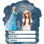 Personalized Ice Princess Cartoon Kids Name Slips – Illustrated Cartoon Art School Name Stickers (2×3 Inch, 28 Stickers) | Love Craft Gifts