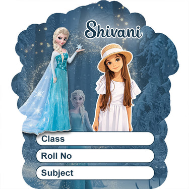 Personalized Ice Princess Cartoon Kids Name Slips – Illustrated Cartoon Art School Name Stickers (2×3 Inch, 28 Stickers) | Love Craft Gifts