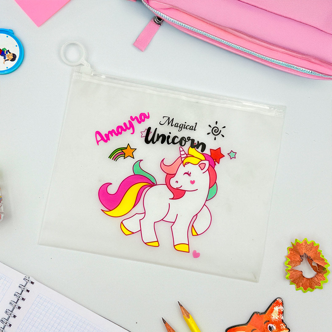 Personalized Transparent Kit Combo-10 Pencils(1 Box) , 1 Eraser, 1 Sharpener &  Sticky Notes