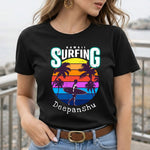 Personalized Hawaii Surfing Black T-Shirt – Custom Name Printed | Love Craft Gifts