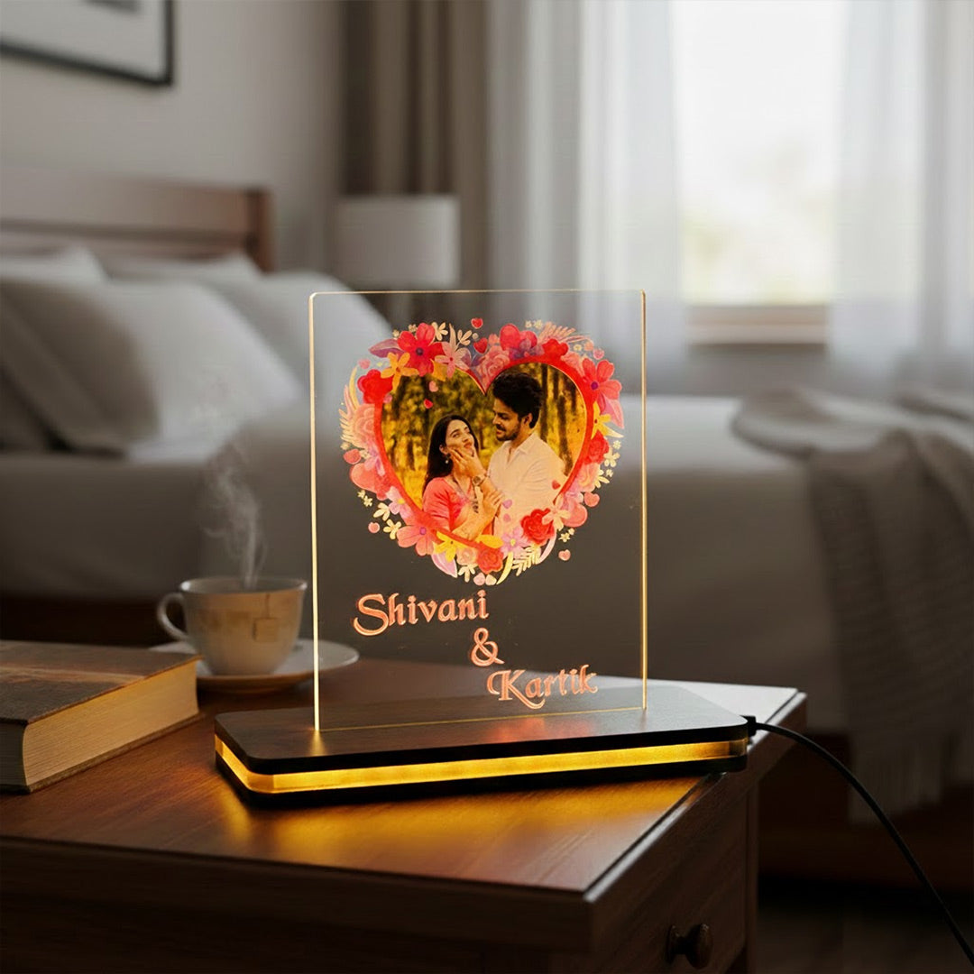 Personalized Acrylic Photo LED Lamp – Warm White (4×5”) | Love Craft Gifts