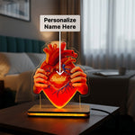 Personalized Heart Acrylic LED Lamp (5×7”) | Love Craft Gifts