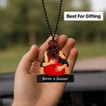 Personalized Couple Hug Car Hanging Photo Frame with Name Custom Acrylic Rear View Mirror Hanging Gift (2x2.5 Inch) Romantic Gift for Husband, Wife & Girlfriend | Love Craft Gifts