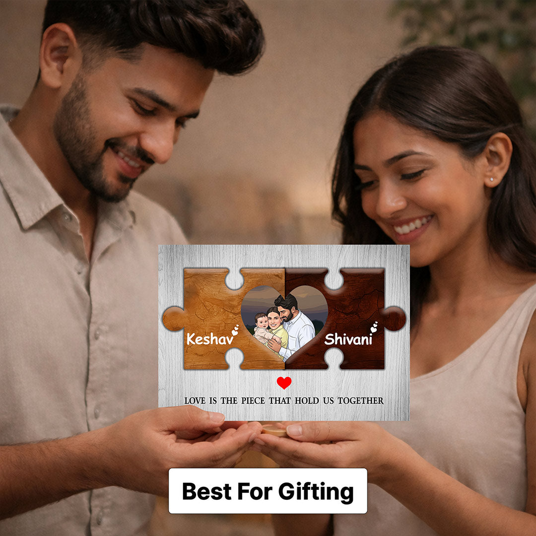 Personalized Couple Puzzle Photo Frame Custom Name Romantic Gift Frame 8x12" | Love Craft Gifts