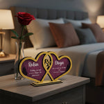 Personalized Double Heart Wooden Name Stand – Couple Gift | Love Craft Gifts