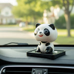 Personalized Solar Powered Panda Dashboard Figurine with Moving Head (Rosy Cheeks) | Love Craft Gifts