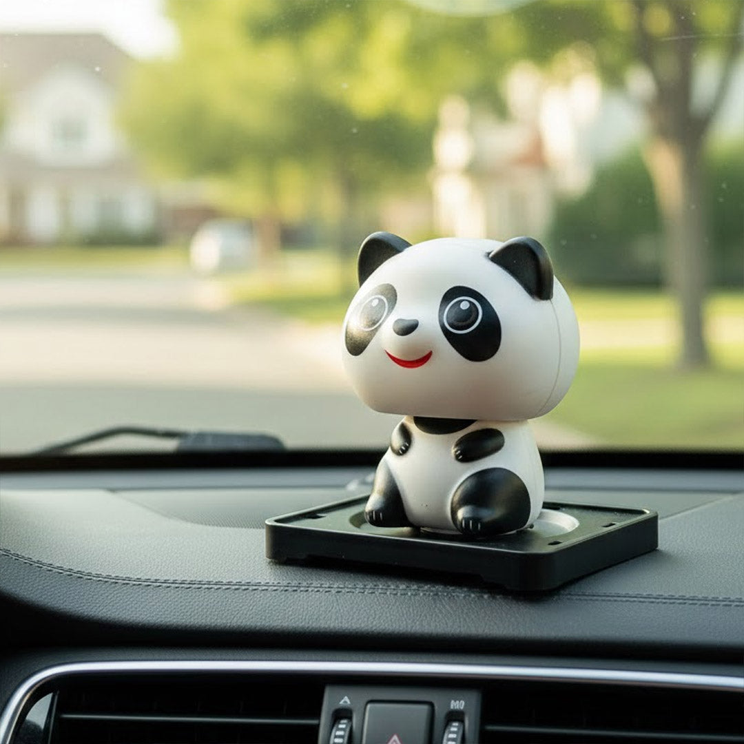 Personalized Solar Powered Panda Dashboard Figurine with Moving Head (Rosy Cheeks) | Love Craft Gifts