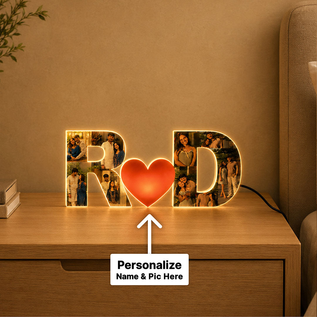 Personalized Couple LED Photo Lamp 4x10" | Romantic Table Top Gift