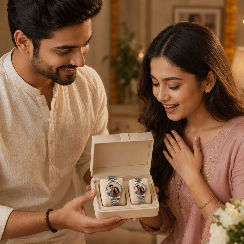 Personalized Couple Photo Watch Set | Custom His & Her Watches with Couple Photo Dial | Romantic Gift for Couples | Love Craft Gifts™
