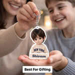 Personalized Kids Cartoon Photo Keychain with Name – Custom Cute Acrylic Key Ring Memory Gift for Boys & Girls (3 Inch) | Love Craft Gifts