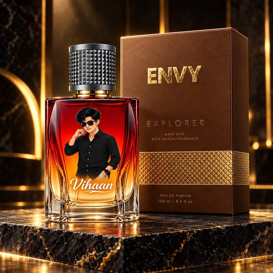 Personalized ENVY Explorer Perfume 100ml | Custom Photo & Name | Love Craft Gifts™