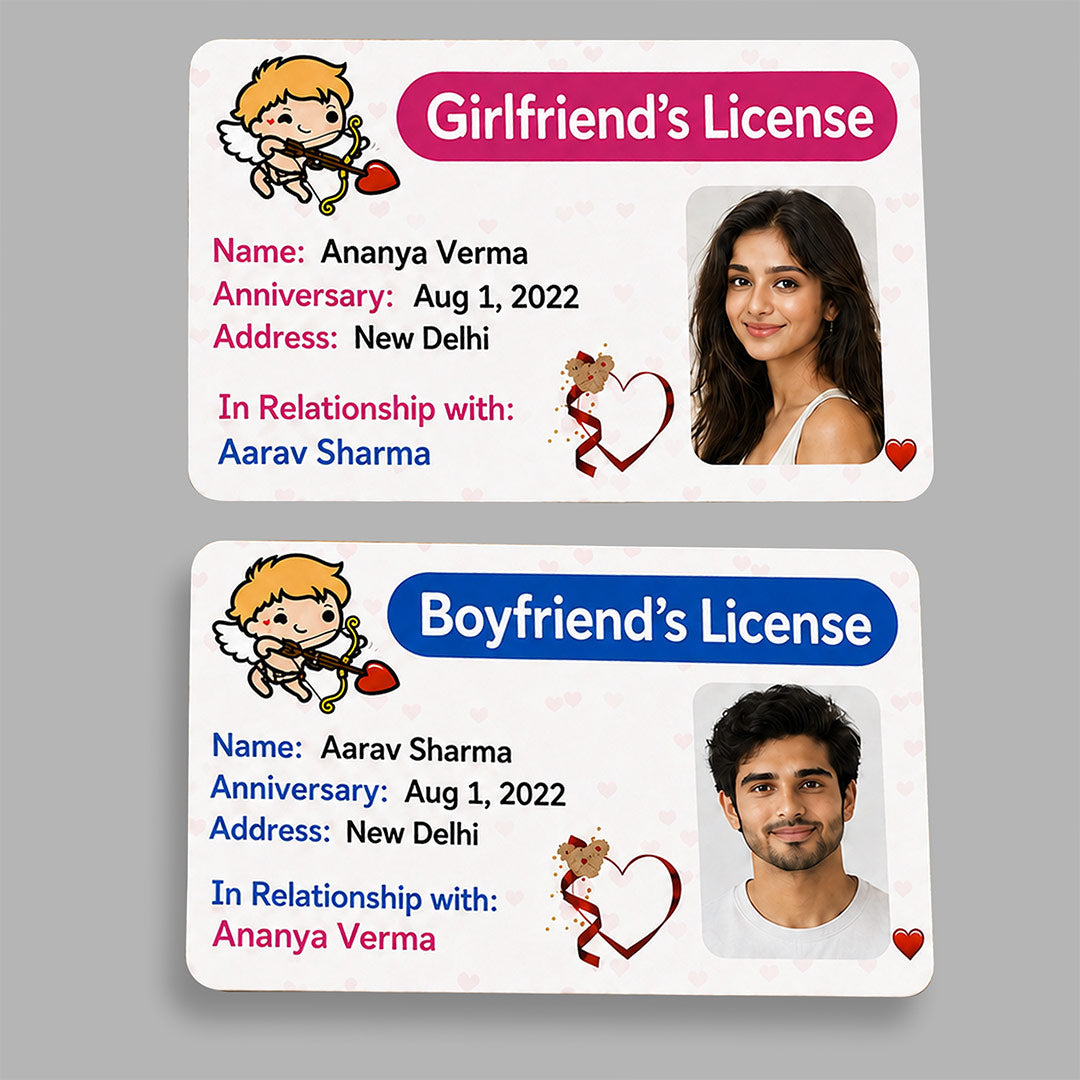 Personalized Boyfriend & Girlfriend License Photo Card Set | Romantic Gift for Couples | Love Craft Gifts™
