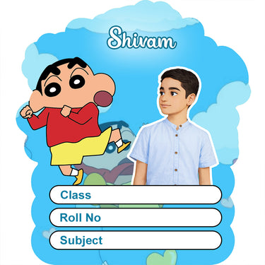 Personalized Shinchan Cartoon Kids Name Slips – Illustrated Cartoon Art School Name Stickers (2×3 Inch, 28 Stickers) | Love Craft Gifts