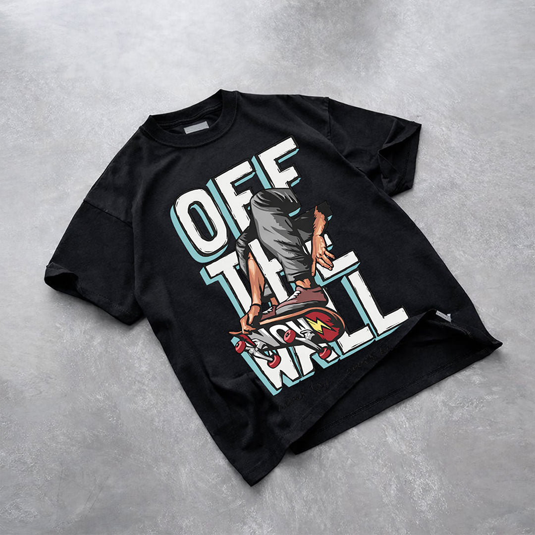Off The Wall Skater Graphic Print Black T-Shirt – Unisex Casual Wear | Love Craft Gifts