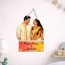 Personalized South Indian Couple Wooden Hanging Frame-9x12"