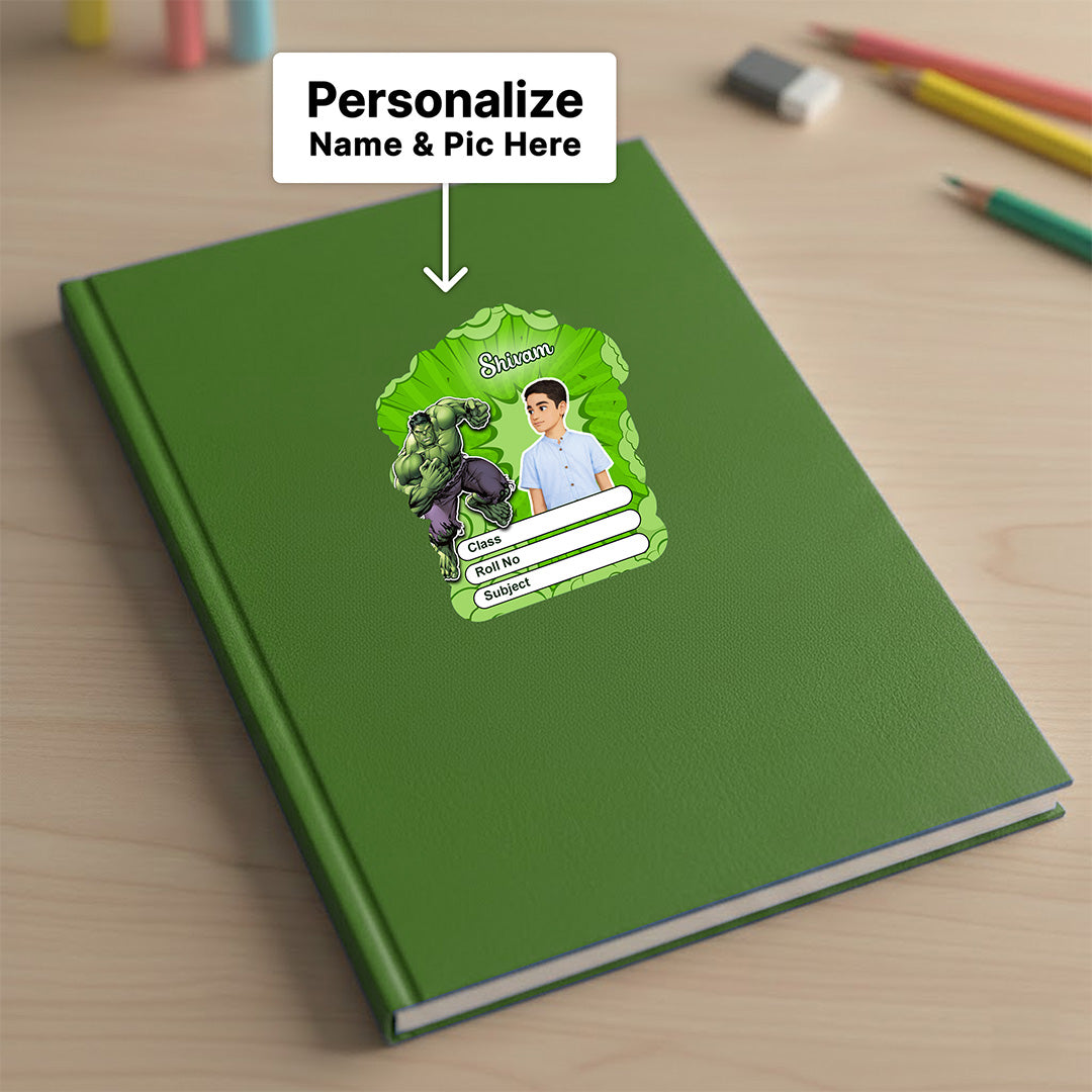 Personalized Hulk Superhero Kids Name Slips – Illustrated Cartoon Art School Name Stickers (2×3 Inch, 28 Stickers) | Love Craft Gifts