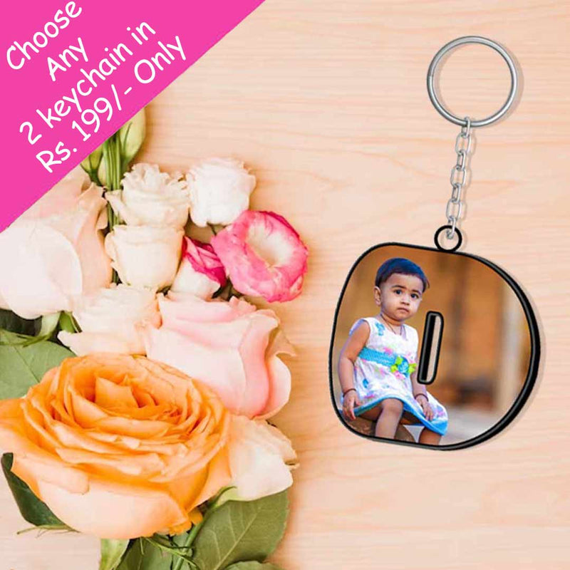 Alphabet Shape-Photo Printed Keychain | Love Craft Gifts