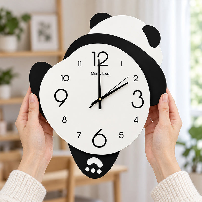Panda Design Wall Clock 10x15″ | Cute Black & White Kids Room Clock | Love Craft Gifts™