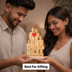 Personalized Wooden Family Figurine Table Stand (5x8 Inch) – Custom Name Family Décor Gift with Heart Design for Parents, Anniversary & Home Decoration | Love Craft Gifts