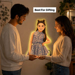 Personalized AI Cartoon Wooden 3D LED Photo Cutout Gift for Girl (14 x 24 Inch) – Custom Photo LED Lamp for Birthday, Kids & Special Gifts | Love Craft Gifts™