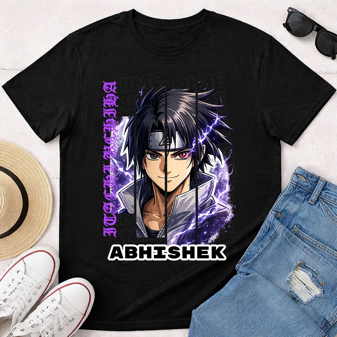 Personalized Anime Shadow Ninja Name T-Shirt for Men & Women – Custom Printed Black Tee | Love Craft Gifts
