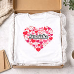 Personalized Heart Name Print White T-Shirt – Custom Love Design Unisex Tee | Love Craft Gifts