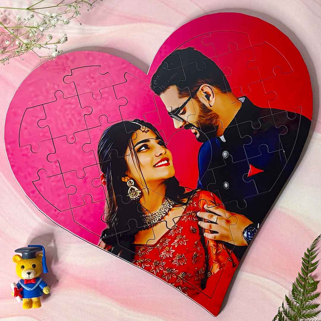 Customized Heart Shape Puzzle for Valentine With Oil Painting