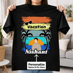 Personalized Vacation Theme Black T-Shirt – Custom Name & Pic Summer Travel Print | Love Craft Gifts