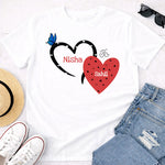 Personalized Couple Heart Name Print White T-Shirt – Unisex Casual Wear | Love Craft Gifts