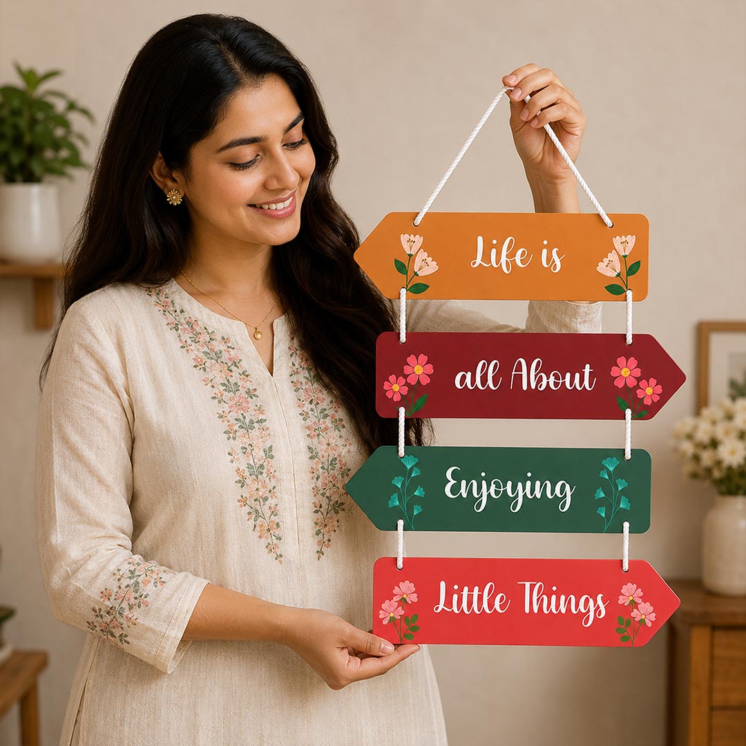 Personalized Life Is All About Enjoying Little Things Wooden Hanger | 9x15" | Love Craft Gifts™