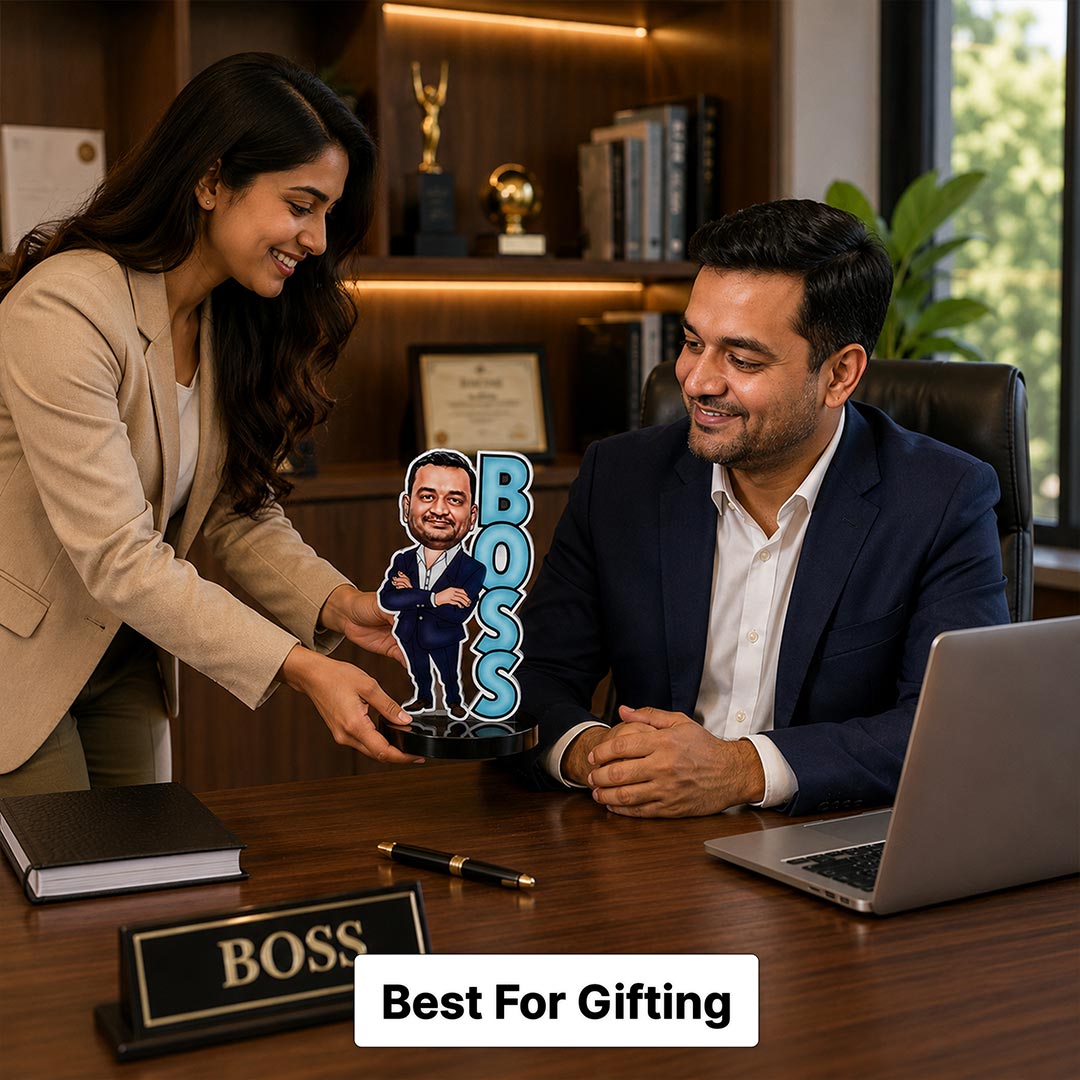 Personalized Boss Cartoon Photo Table Stand | Unique Gift for Boss, Manager & Team Leader | Love Craft Gifts™