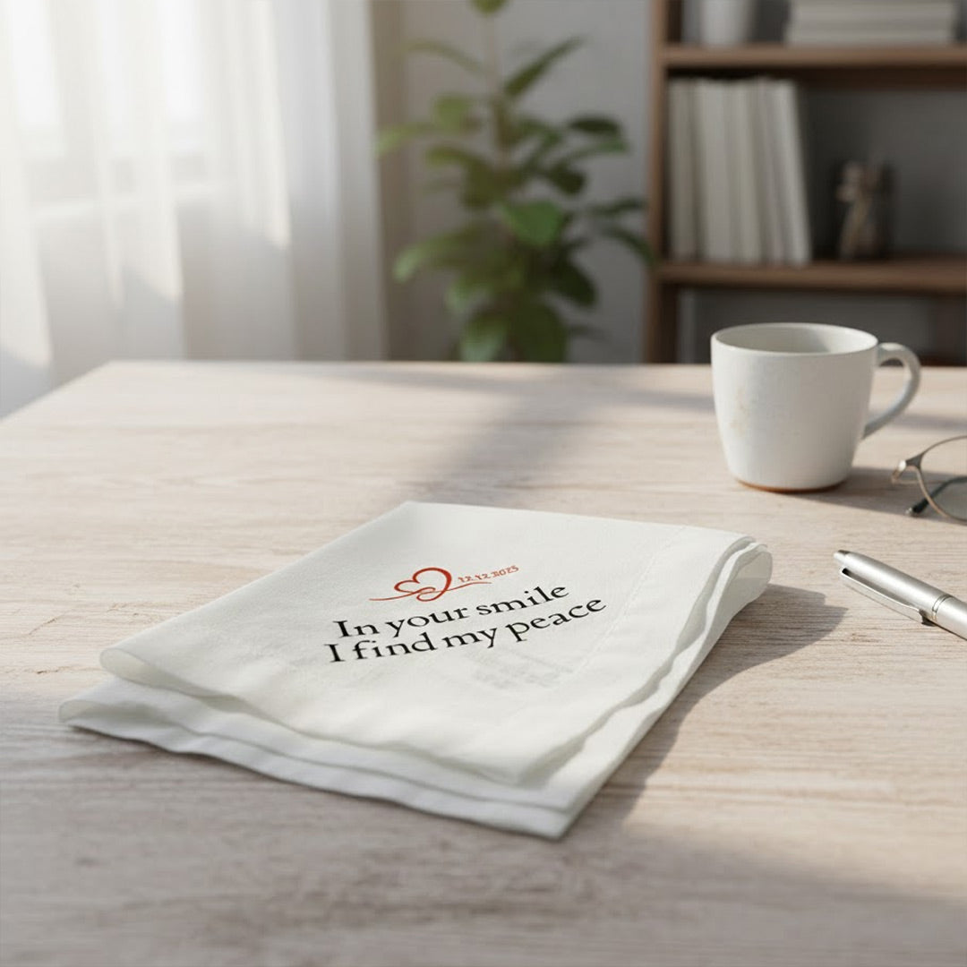 Personalized Date Printed Handkerchief for Couples | Love Craft Gifts