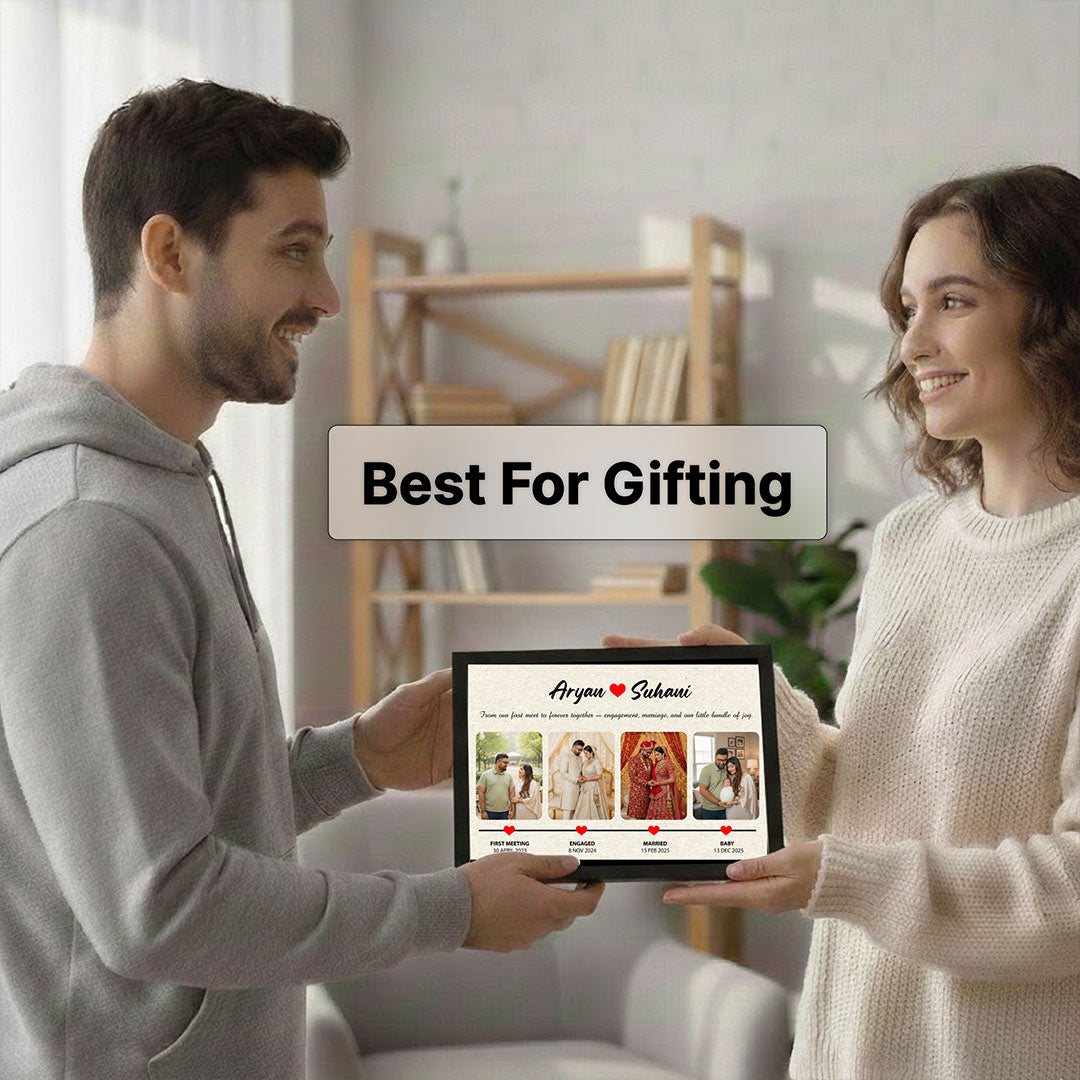 Personalized Love Story Frame (12×8 Inch) – Couple Journey Photo Frame