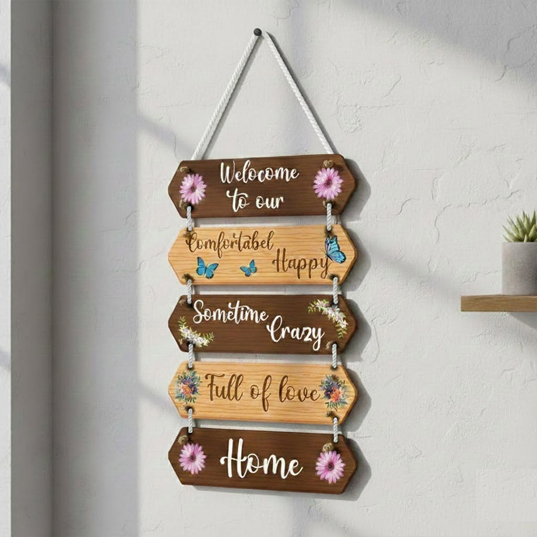 Welcome Home Wooden Hanging Wall Décor (14×9”) | Love Craft Gifts