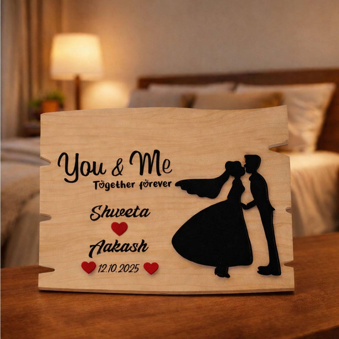 Personalized Wooden Couple Plaque – 6x8"