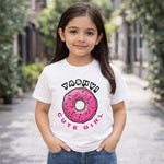 Personalized Donut Girl Name White T-Shirt – Custom Cute Donut Printed | Love Craft Gifts