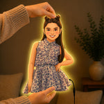 Personalized AI Cartoon Wooden 3D LED Photo Cutout Gift for Girl (14 x 24 Inch) – Custom Photo LED Lamp for Birthday, Kids & Special Gifts | Love Craft Gifts™