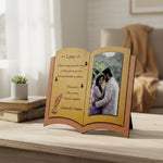 Personalized Open Book Photo Frame with Custom Picture (7×8”) | Love Craft Gifts