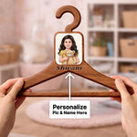 Personalized Kids Wooden Clothes Hanger with Photo & Name (17x9 Inch) Custom Cartoon Hanger for Baby & Kids Wardrobe | Love Craft Gifts