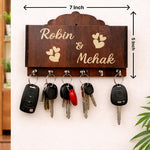 Personalized Wooden Key Holder for Wall – Custom Name Couple Key Stand with Hooks (7x5 Inch) Home Wall Organizer Gift for Husband, Wife & Couples | Love Craft Gifts