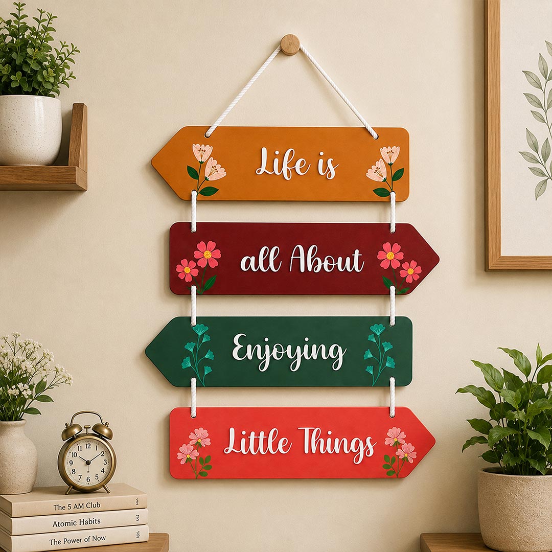 Personalized Life Is All About Enjoying Little Things Wooden Hanger | 9x15" | Love Craft Gifts™
