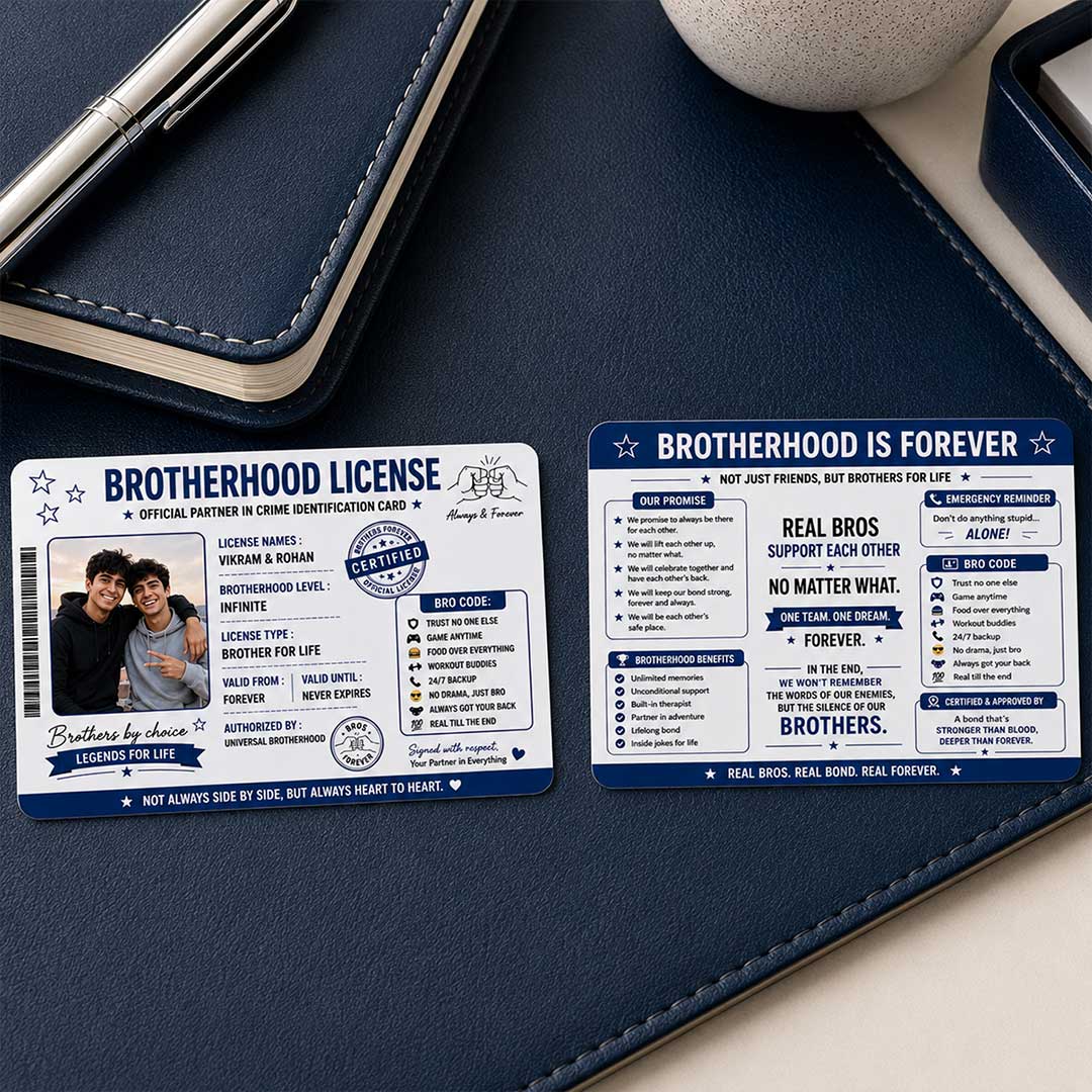 Personalized Brotherhood License Photo Card | Brother for Life Keepsake Gift | Love Craft Gifts™