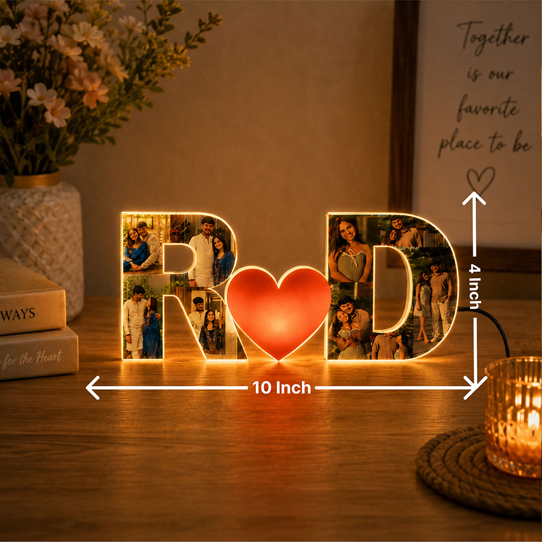 Personalized Couple LED Photo Lamp 4x10" | Romantic Table Top Gift